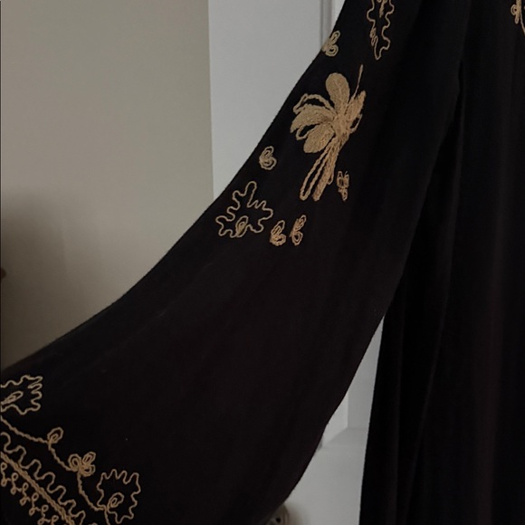 Free People Black Tunic with Gold Floral Embroidery - Picture 3 of 8